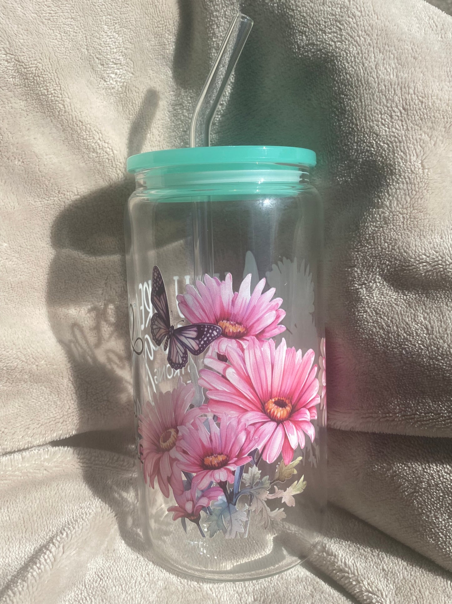 Blooming Affirmations Glass Tumbler w/Straw